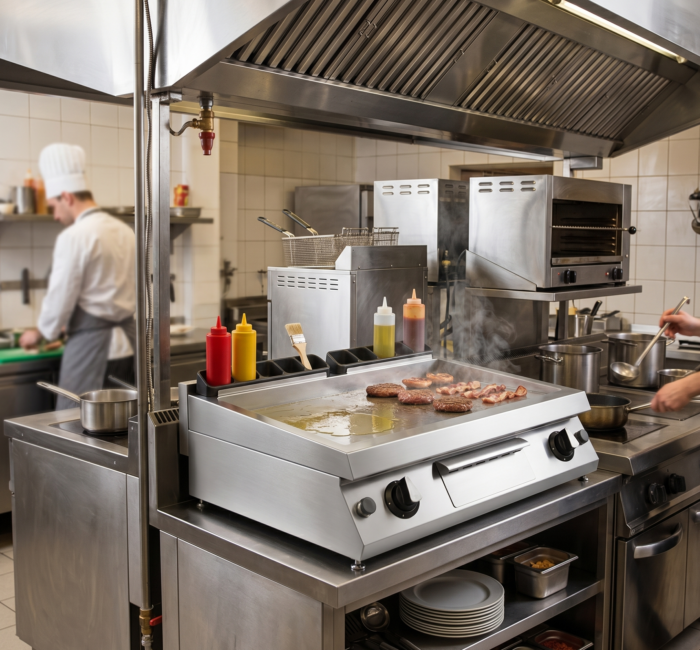 MODULAR GAS GRIDDLE WITH SMOOTH MILD STEEL PLATE